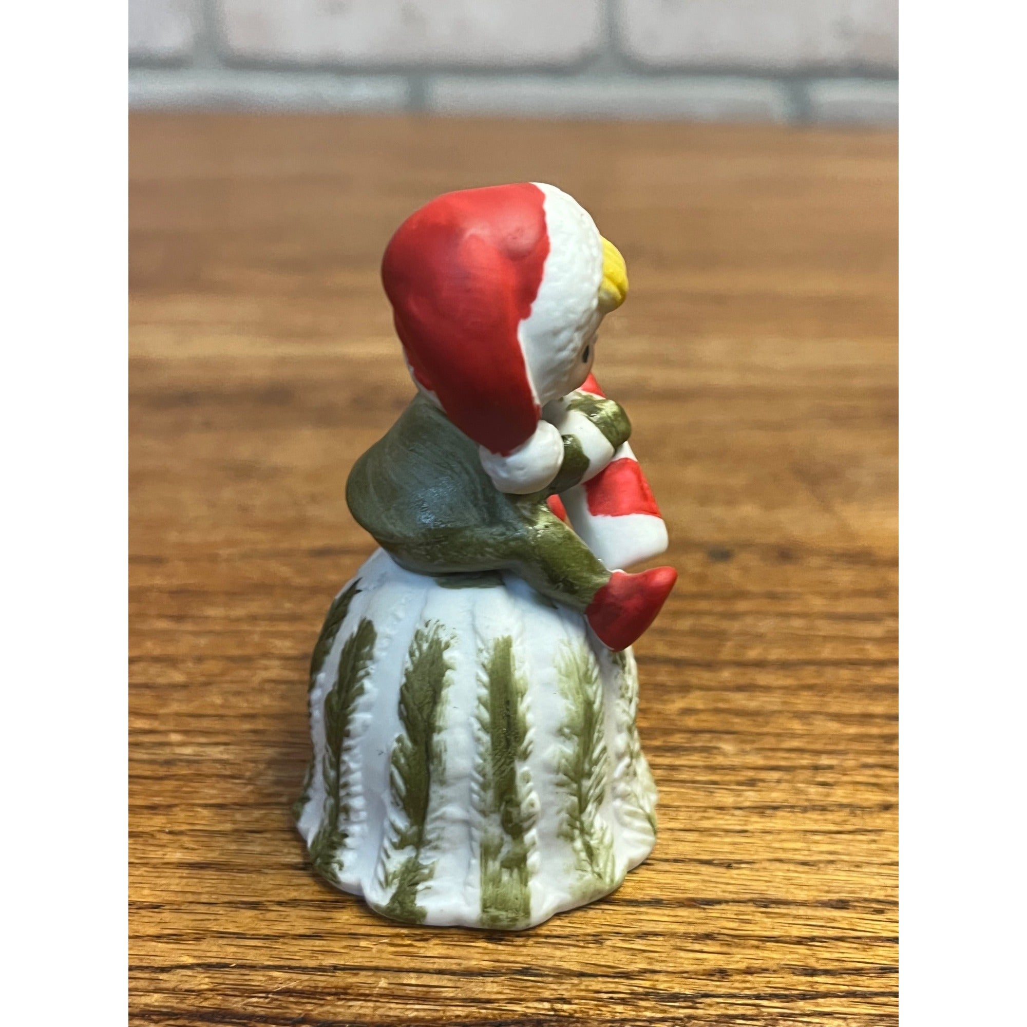 Vintage 1980s Christmas Bell Elf w/ Candy Cane Porcelain 3" Korea Josef Original