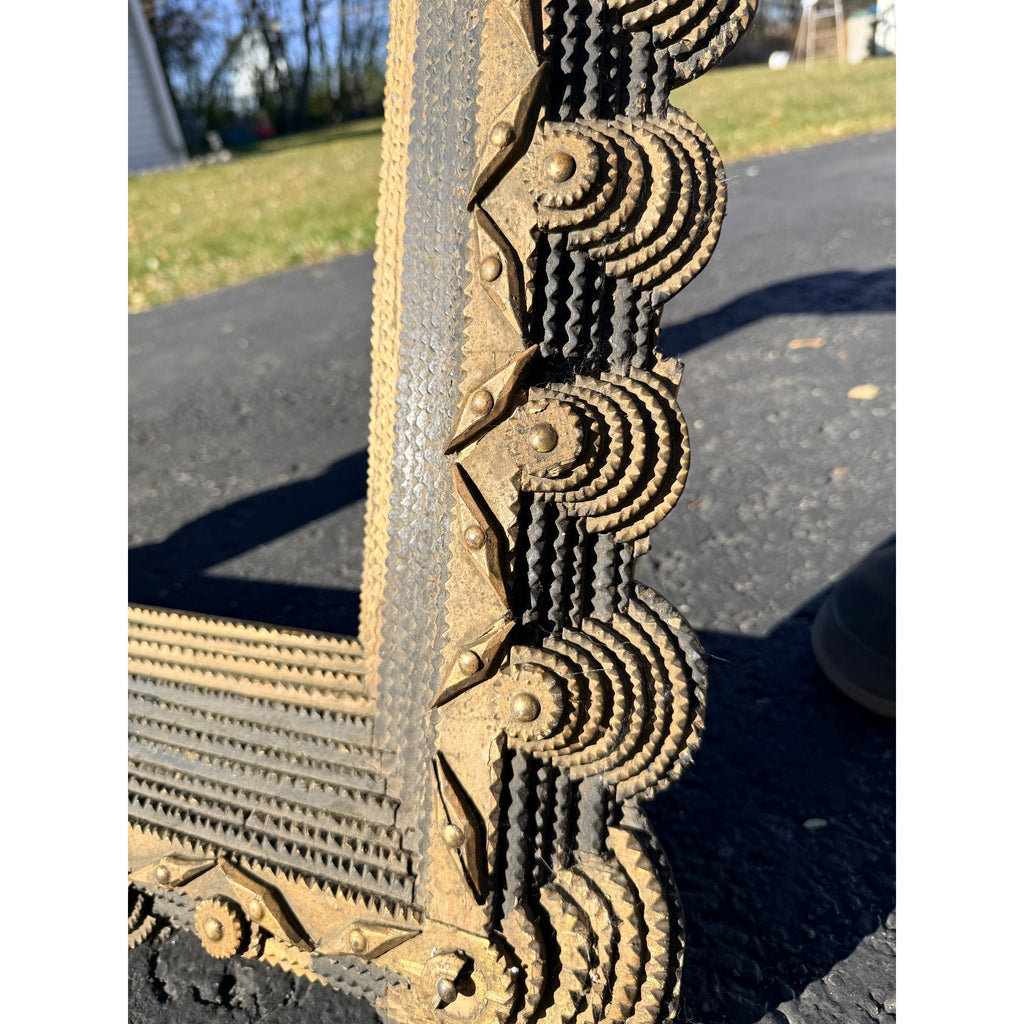 Beautiful Early Victorian Tramp Art Frame Gold Black Folk Art