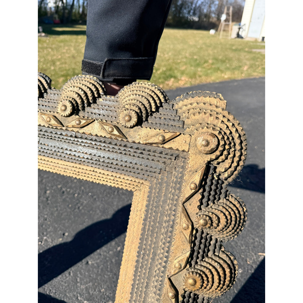 Beautiful Early Victorian Tramp Art Frame Gold Black Folk Art