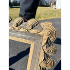 Beautiful Early Victorian Tramp Art Frame Gold Black Folk Art