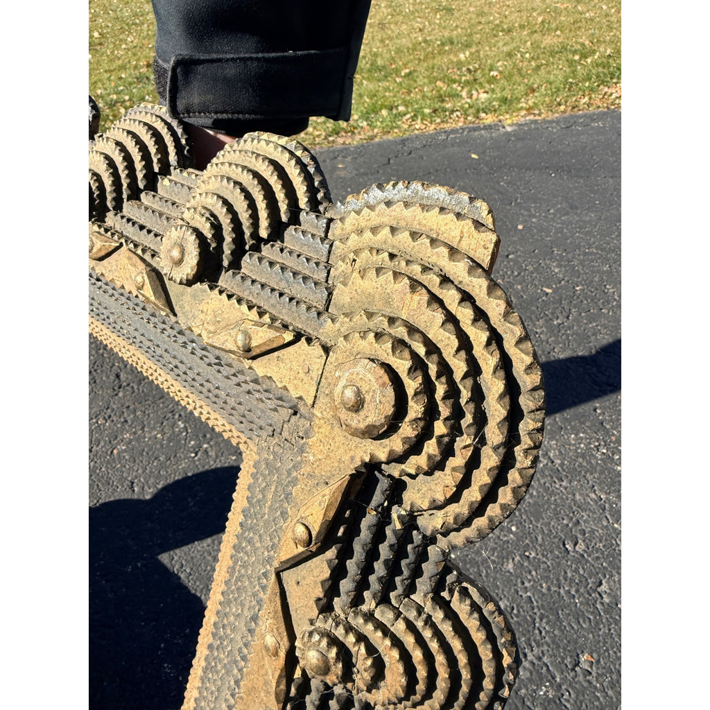 Beautiful Early Victorian Tramp Art Frame Gold Black Folk Art