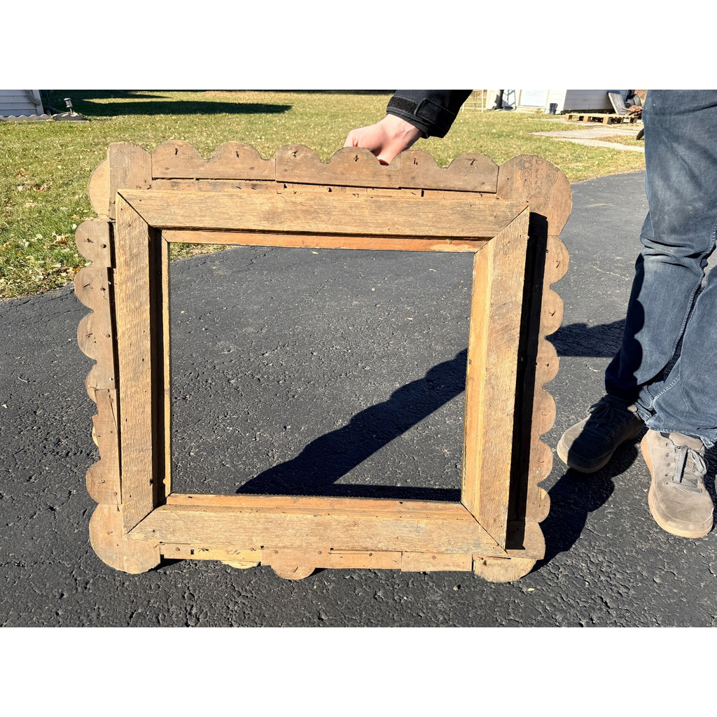 Beautiful Early Victorian Tramp Art Frame Gold Black Folk Art