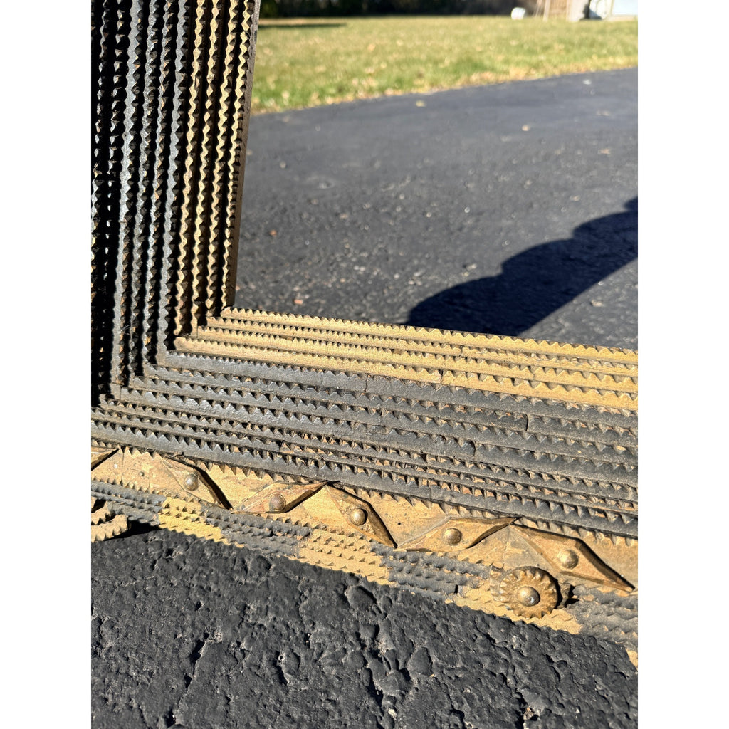 Beautiful Early Victorian Tramp Art Frame Gold Black Folk Art