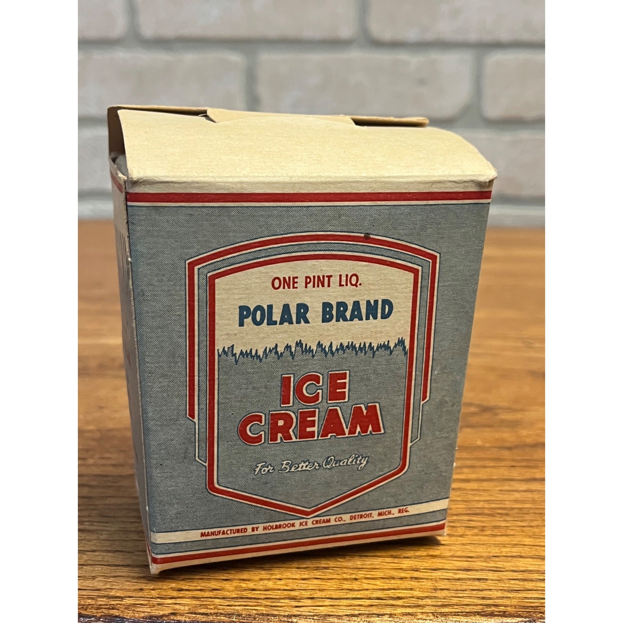 Vintage Polar Brand Holbrook Pint Ice Cream Container Detroit MI Michigan Country Store Display Box