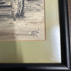 Ink Drawing Americana Knife Sharpening Southern American Art "Helping Granddad"