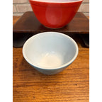 Vintage Set of Two Pyrex Ovenware Painted Milk Glass Bowls Red No. 402 and Blue No. 401 MCM Serveware USA