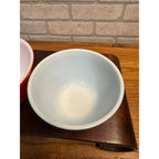 Vintage Set of Two Pyrex Ovenware Painted Milk Glass Bowls Red No. 402 and Blue No. 401 MCM Serveware USA