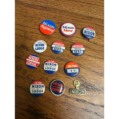 Vintage Richard Nixon Presidential Campaign Buttons Pins Lot (12) 1960 1968