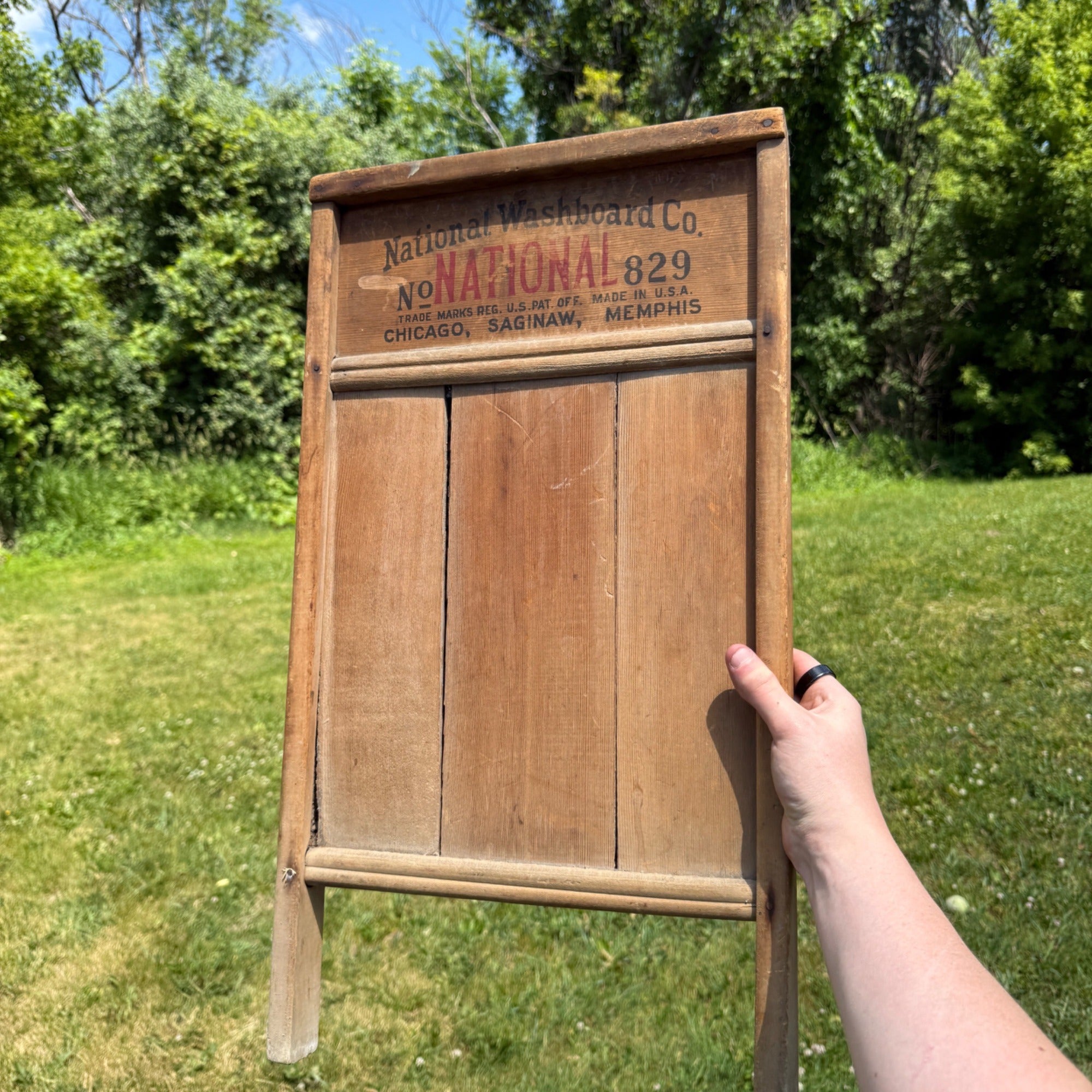 Antique Primitive Wooden National Washboard Laundry Room Decor No 829