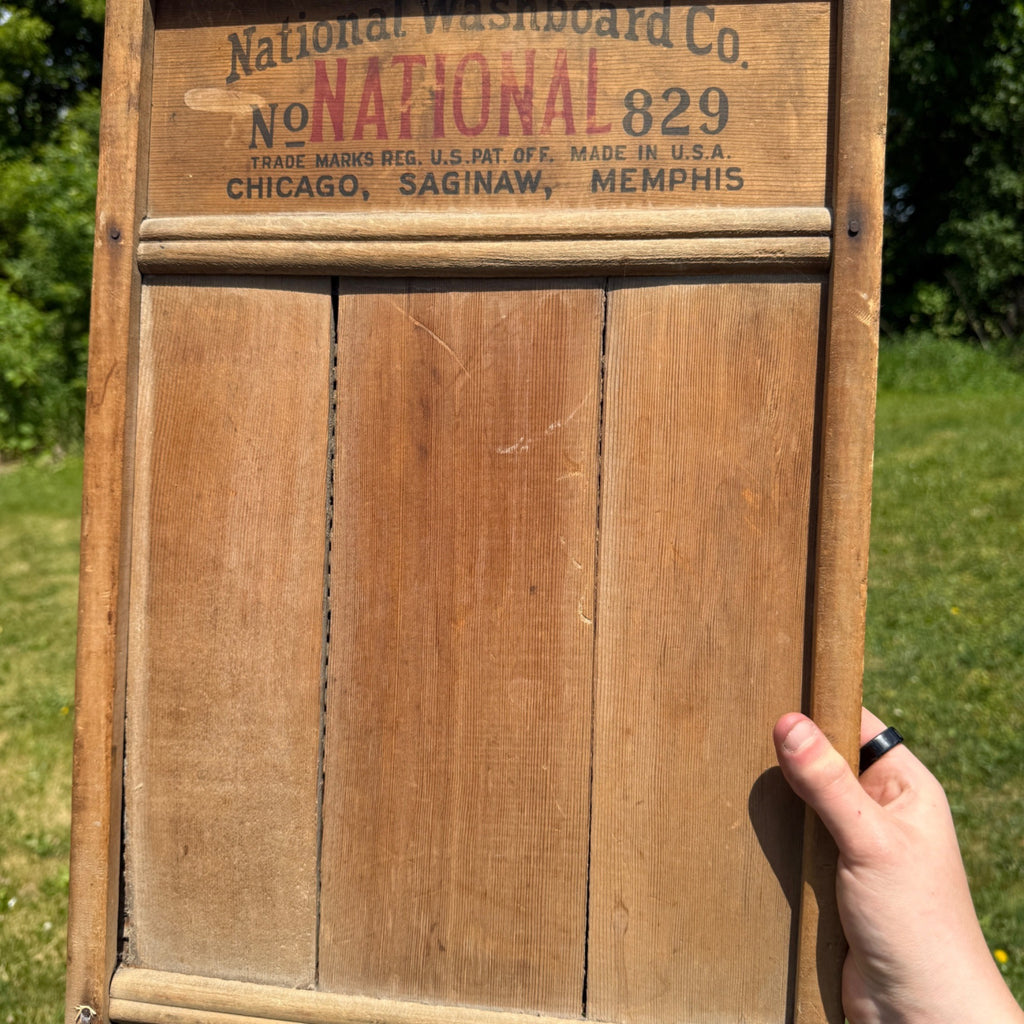 Antique Primitive Wooden National Washboard Laundry Room Decor No 829