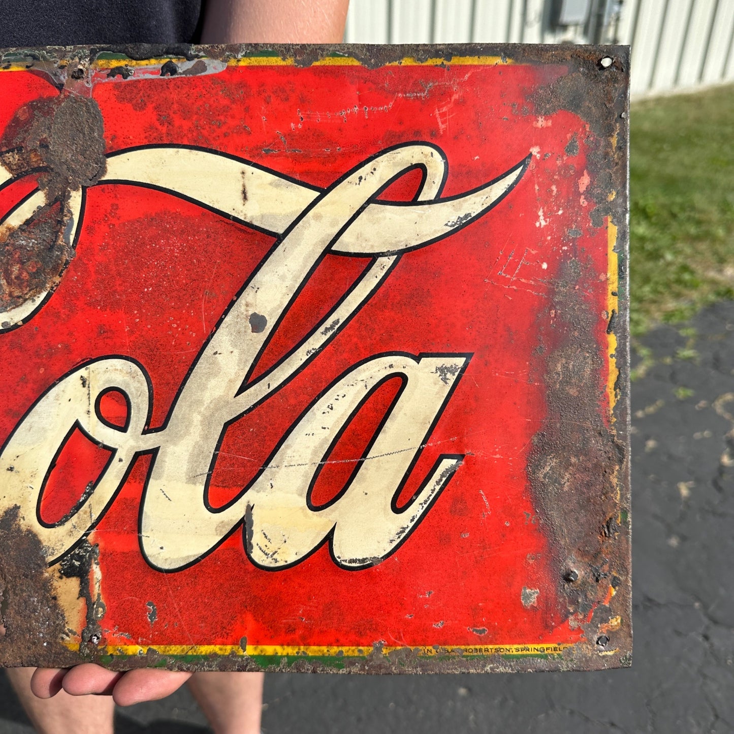 Original Vintage 1923 Coca Cola Soda Advertising Tin Sign 35" x 11" Embossed