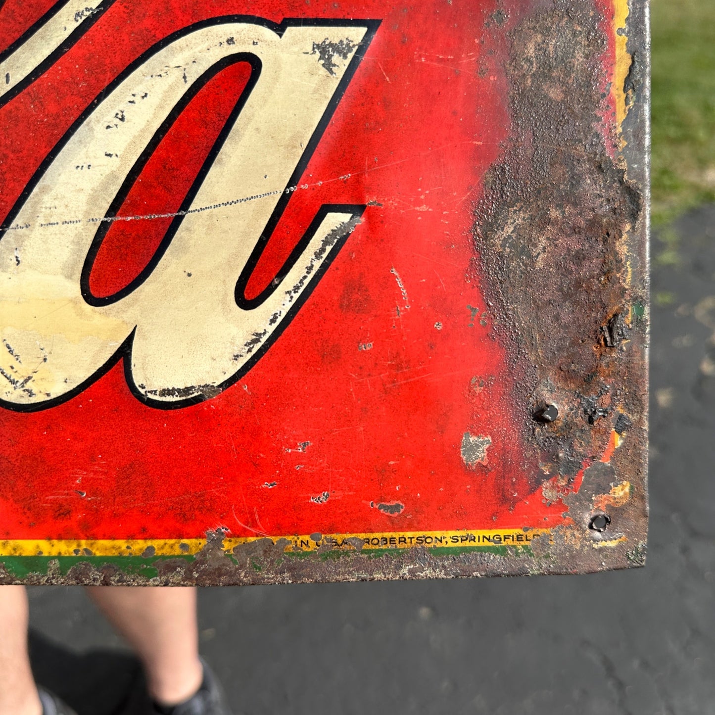 Original Vintage 1923 Coca Cola Soda Advertising Tin Sign 35" x 11" Embossed