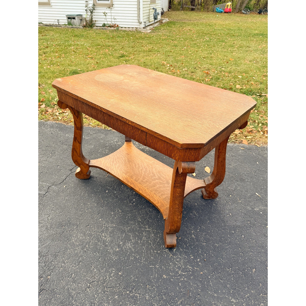 Vintage Oak Library Table w/ Single Drawer