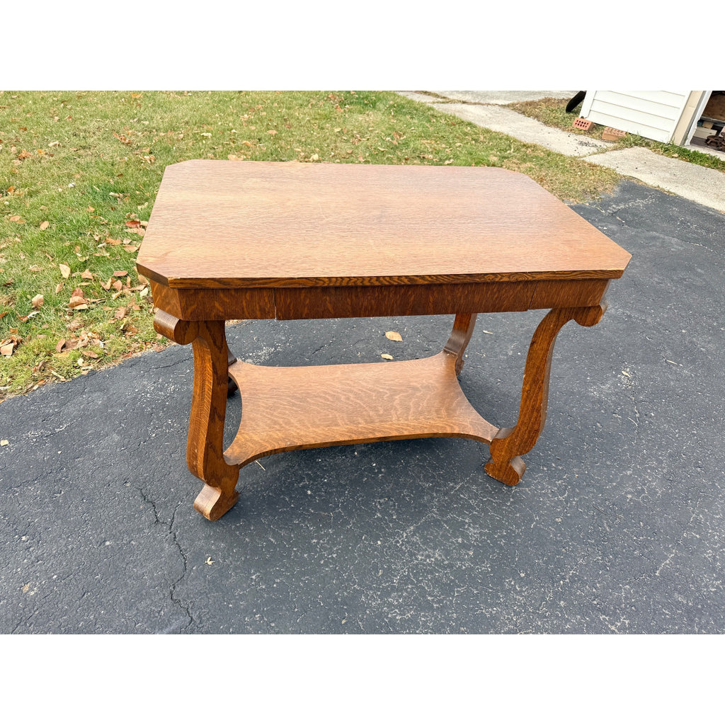 Vintage Oak Library Table w/ Single Drawer