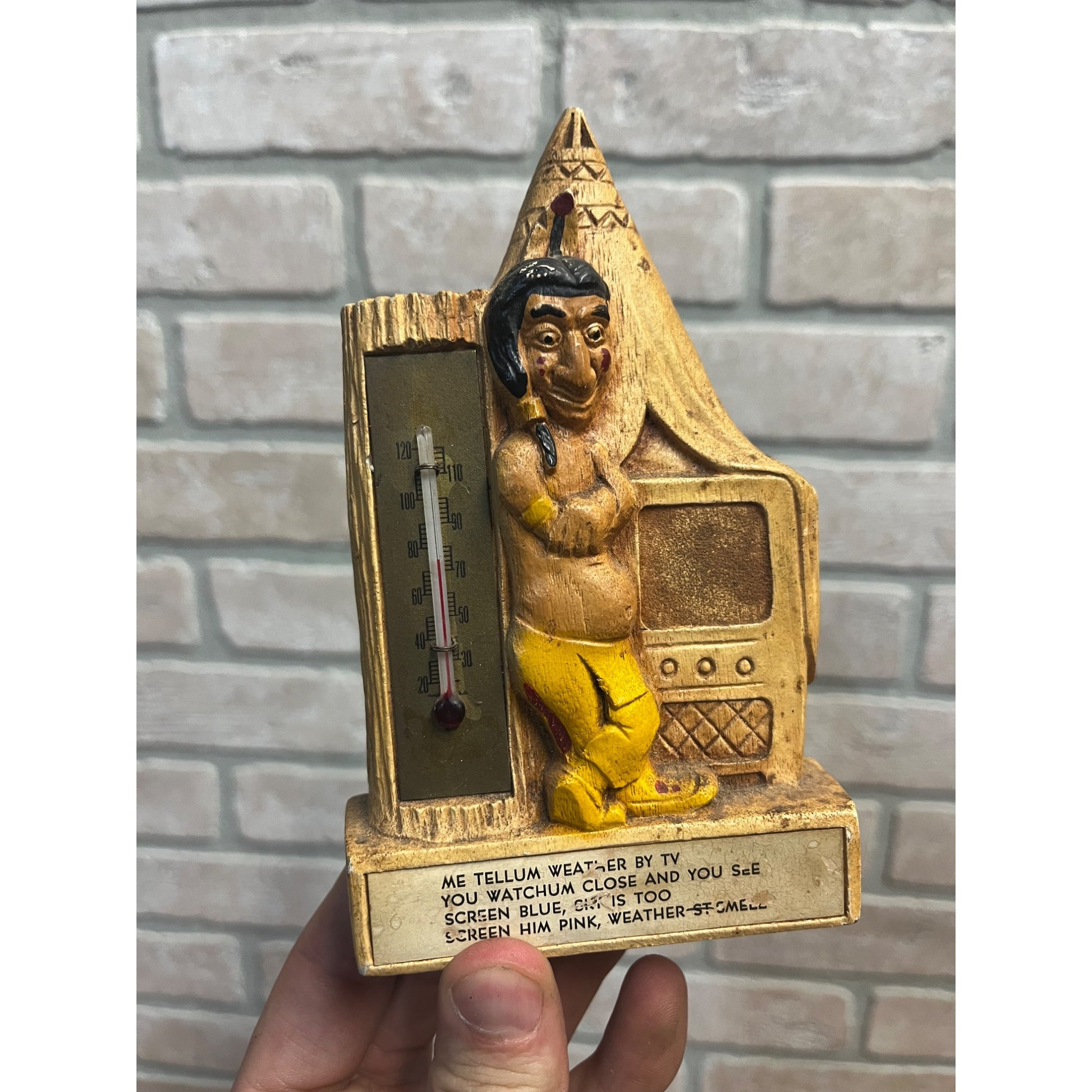 Vintage 1950s Native American Indian Souvenir Thermometer