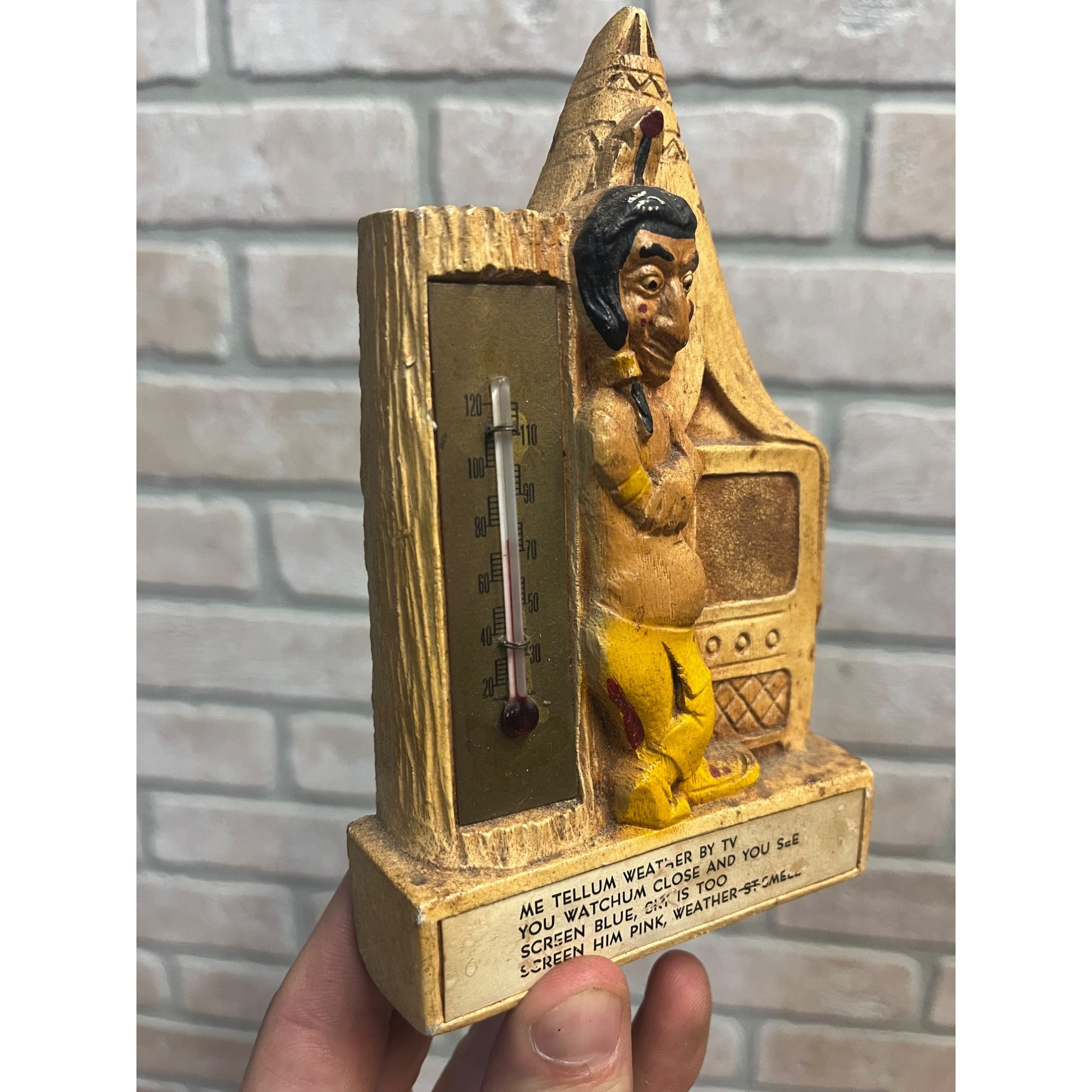 Vintage 1950s Native American Indian Souvenir Thermometer