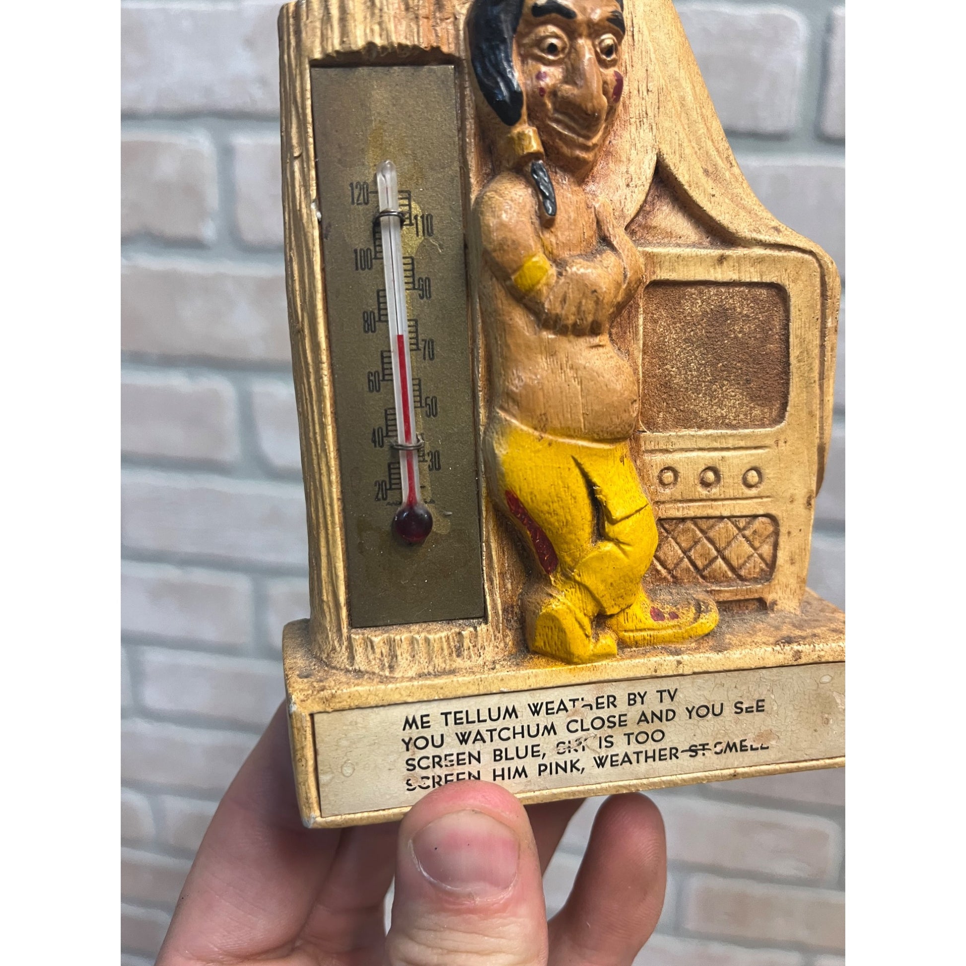 Vintage 1950s Native American Indian Souvenir Thermometer