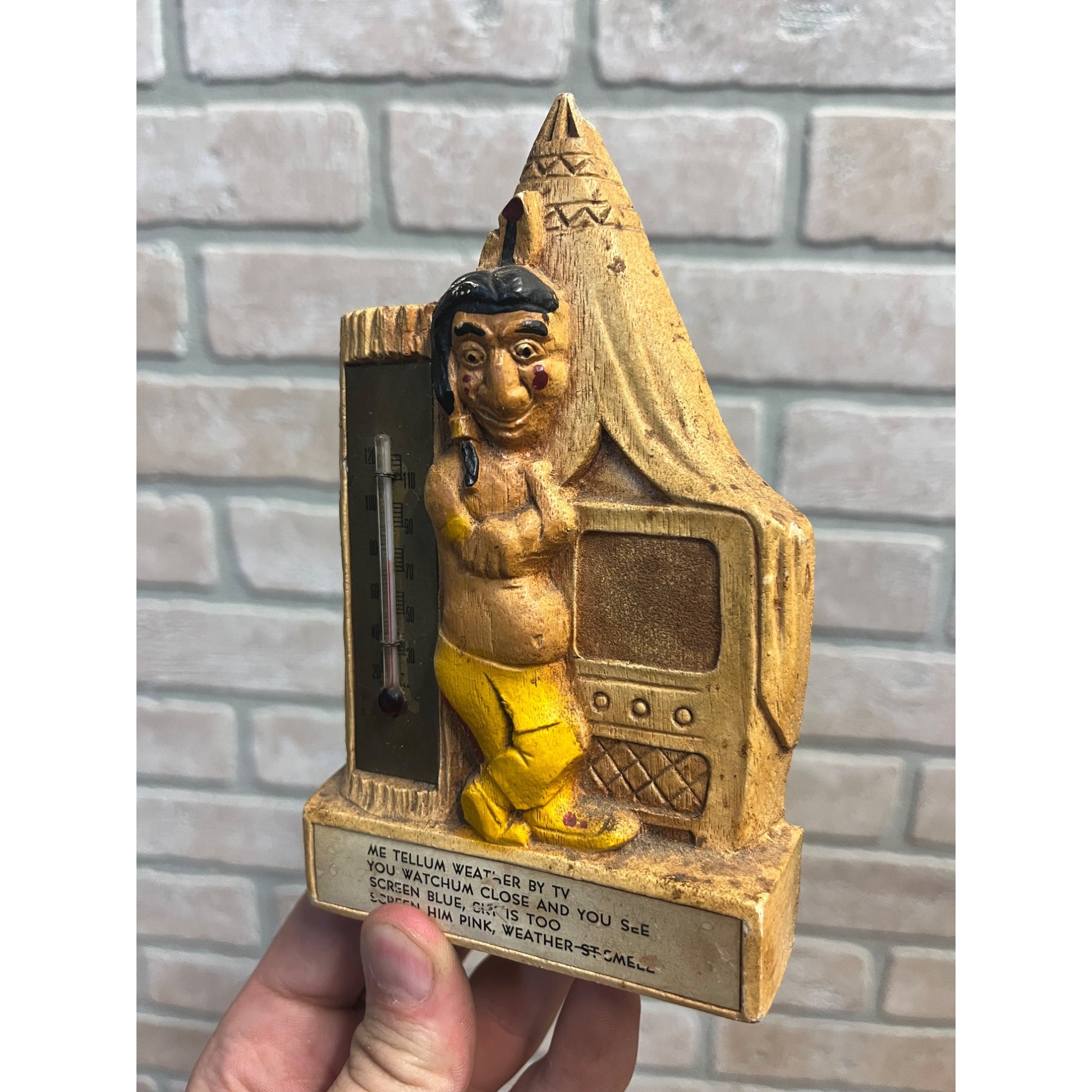 Vintage 1950s Native American Indian Souvenir Thermometer