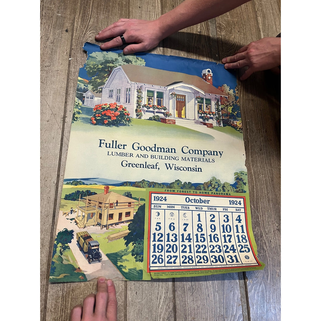 1920s Advertising Calendar Poster Fuller Goodman Farm Barn Dairy Scene