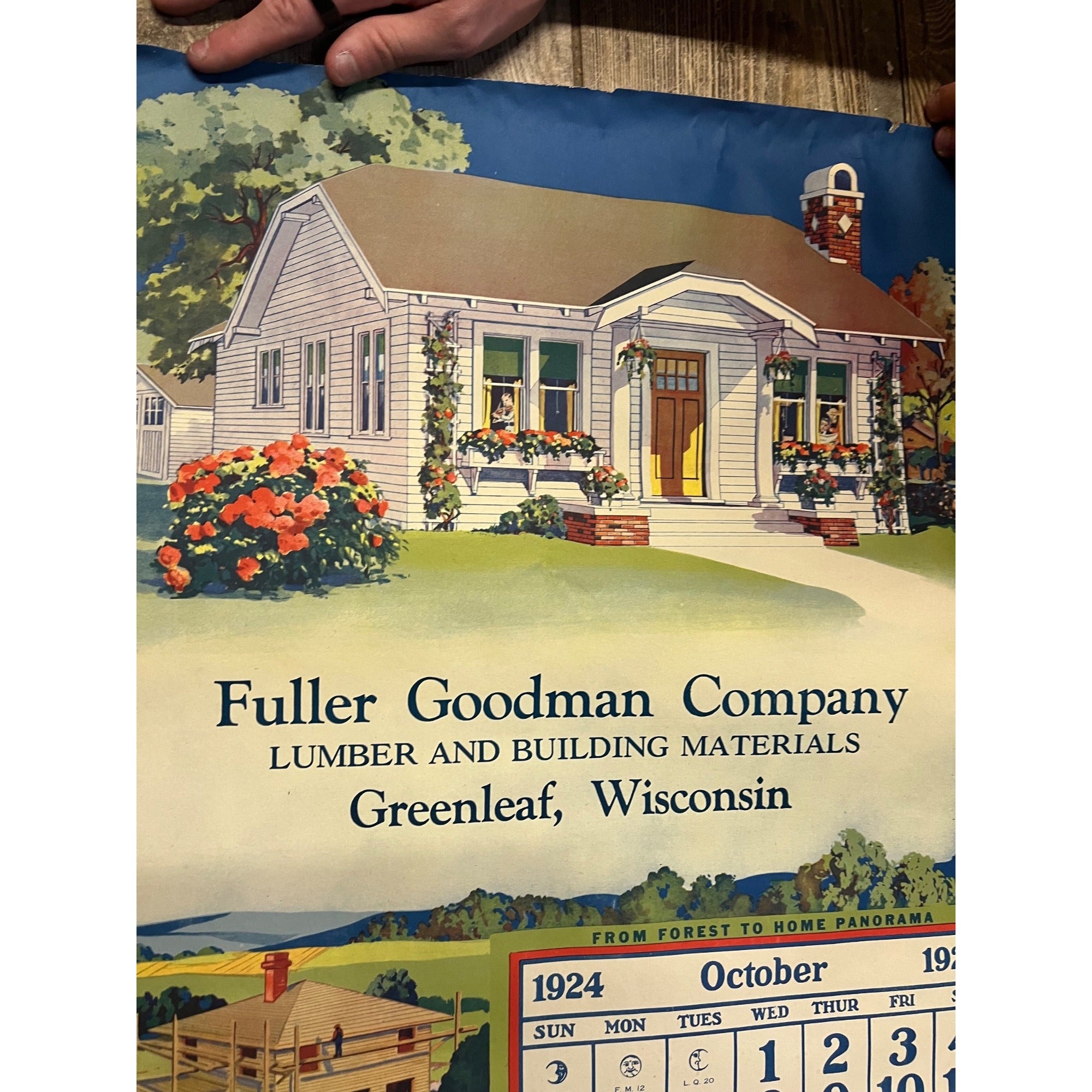 1920s Advertising Calendar Poster Fuller Goodman Farm Barn Dairy Scene