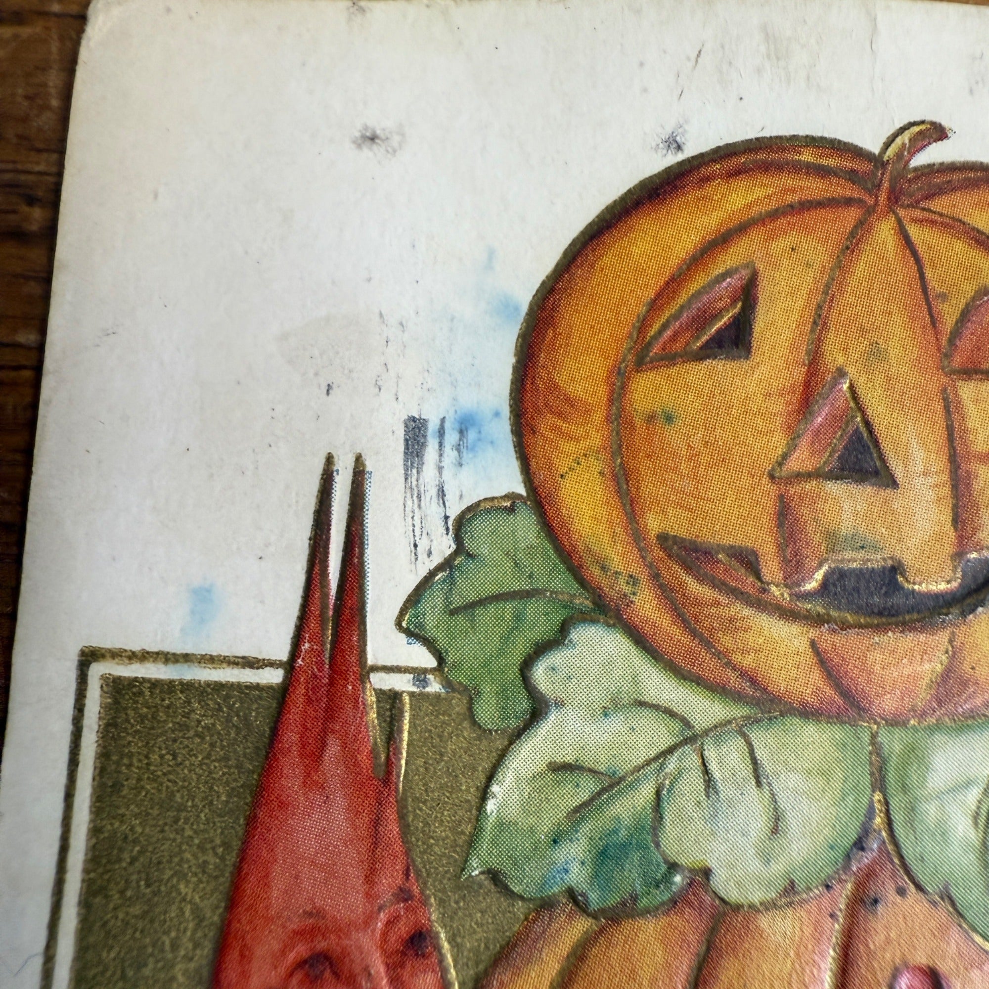 Vintage Halloween Postcard Anthropomorphic JOL Veggies