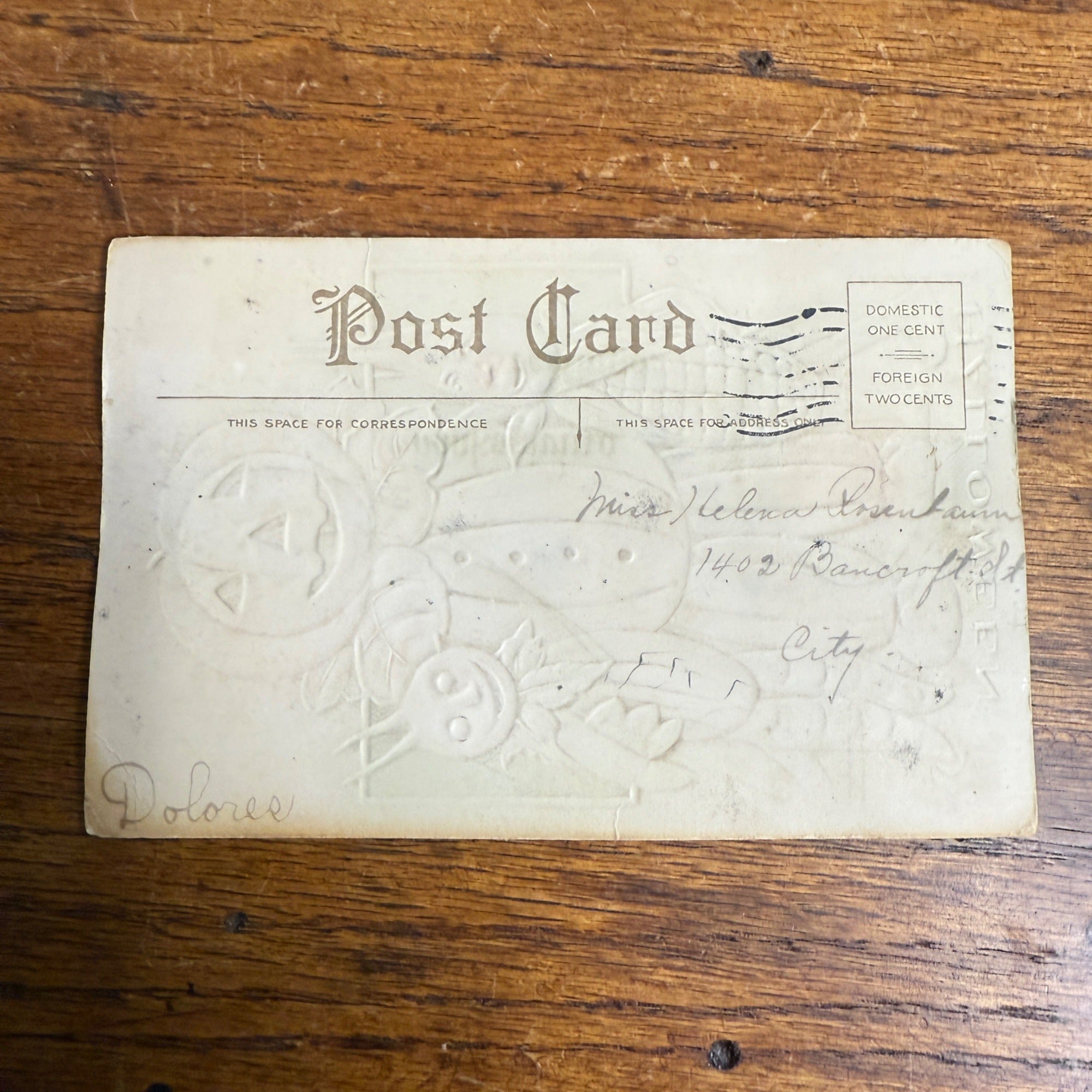 Vintage Halloween Postcard Anthropomorphic JOL Veggies