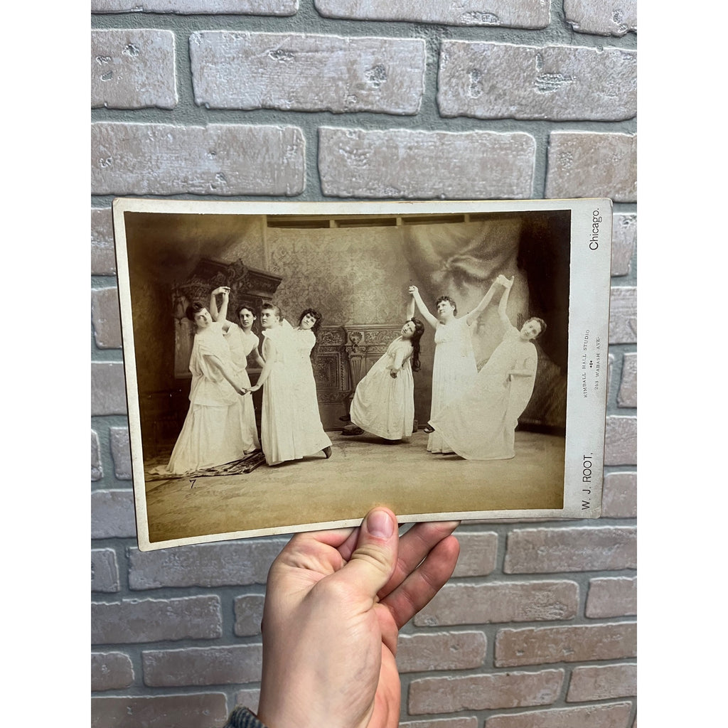 Antique Unique Cabinet Photo Dancing Persian Girls Kimball Hall Chicago 10" x 7"