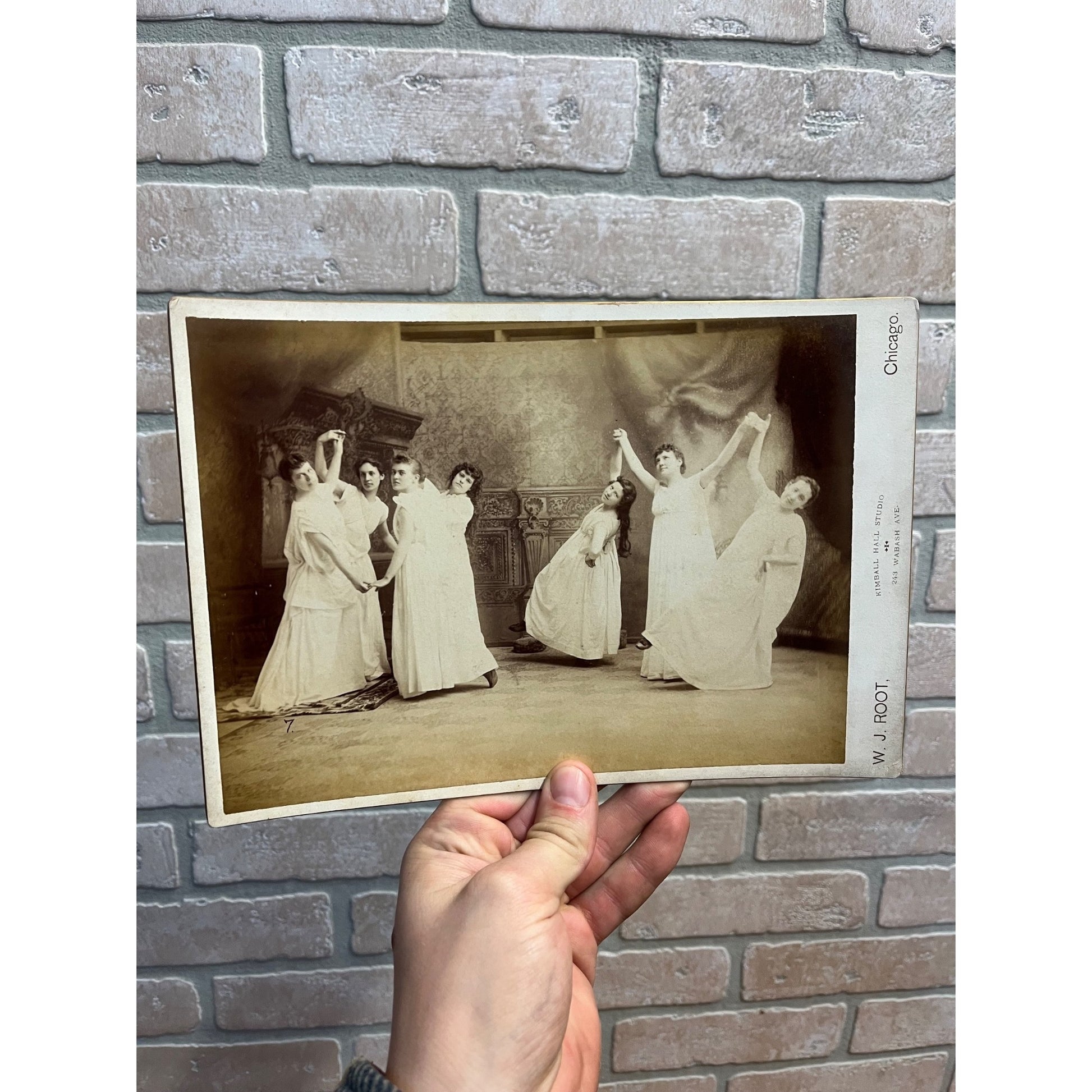 Antique Unique Cabinet Photo Dancing Persian Girls Kimball Hall Chicago 10" x 7"