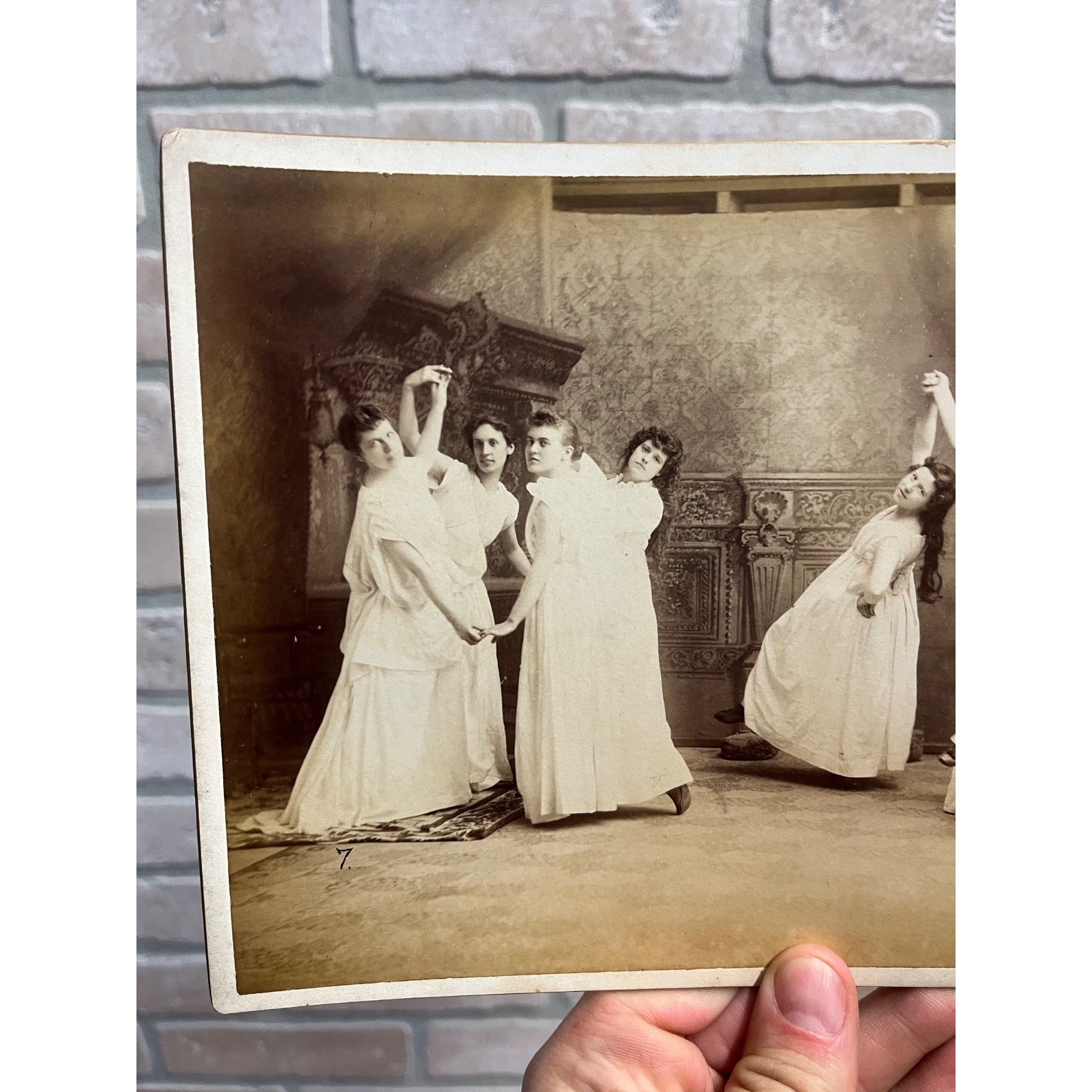 Antique Unique Cabinet Photo Dancing Persian Girls Kimball Hall Chicago 10" x 7"