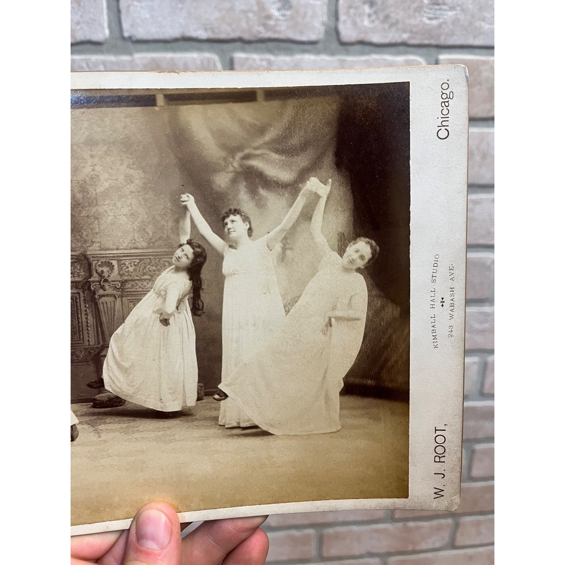 Antique Unique Cabinet Photo Dancing Persian Girls Kimball Hall Chicago 10" x 7"