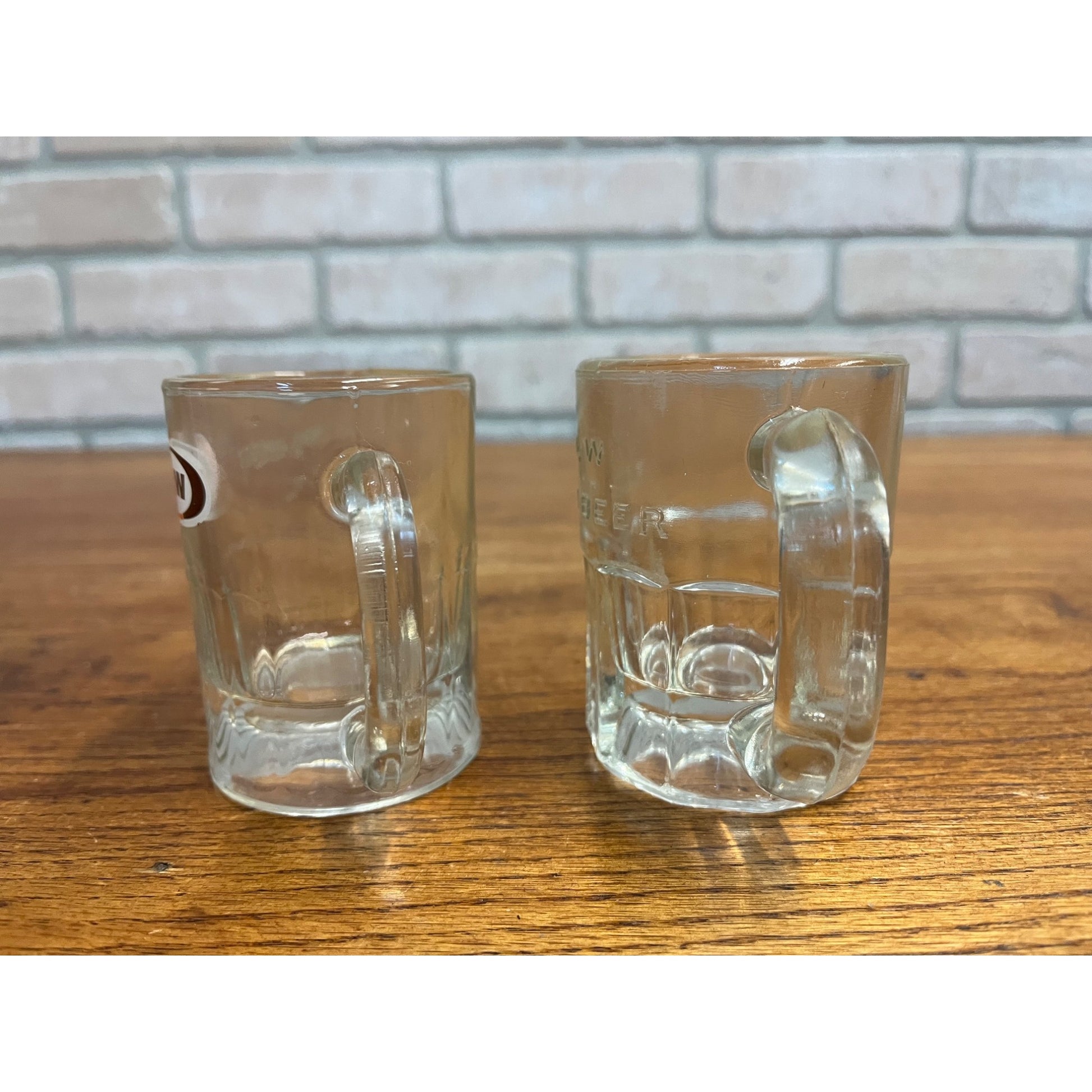 Vintage Lot (2)  A &W Baby Root Beer Mugs Raised Letters Style + ACL 3.25" Tall