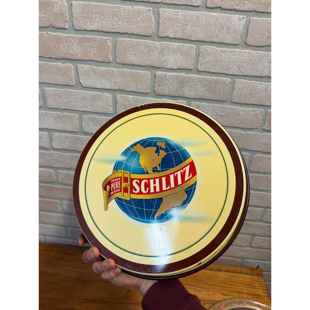 Vintage Schlitz Beer Round Serving Tray "Thank You" Milwaukee Metal 13"