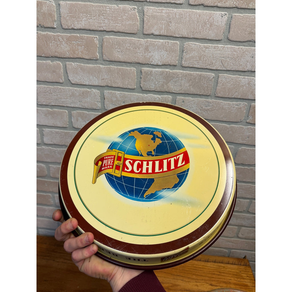 Vintage Schlitz Beer Round Serving Tray "Thank You" Milwaukee Metal 13"
