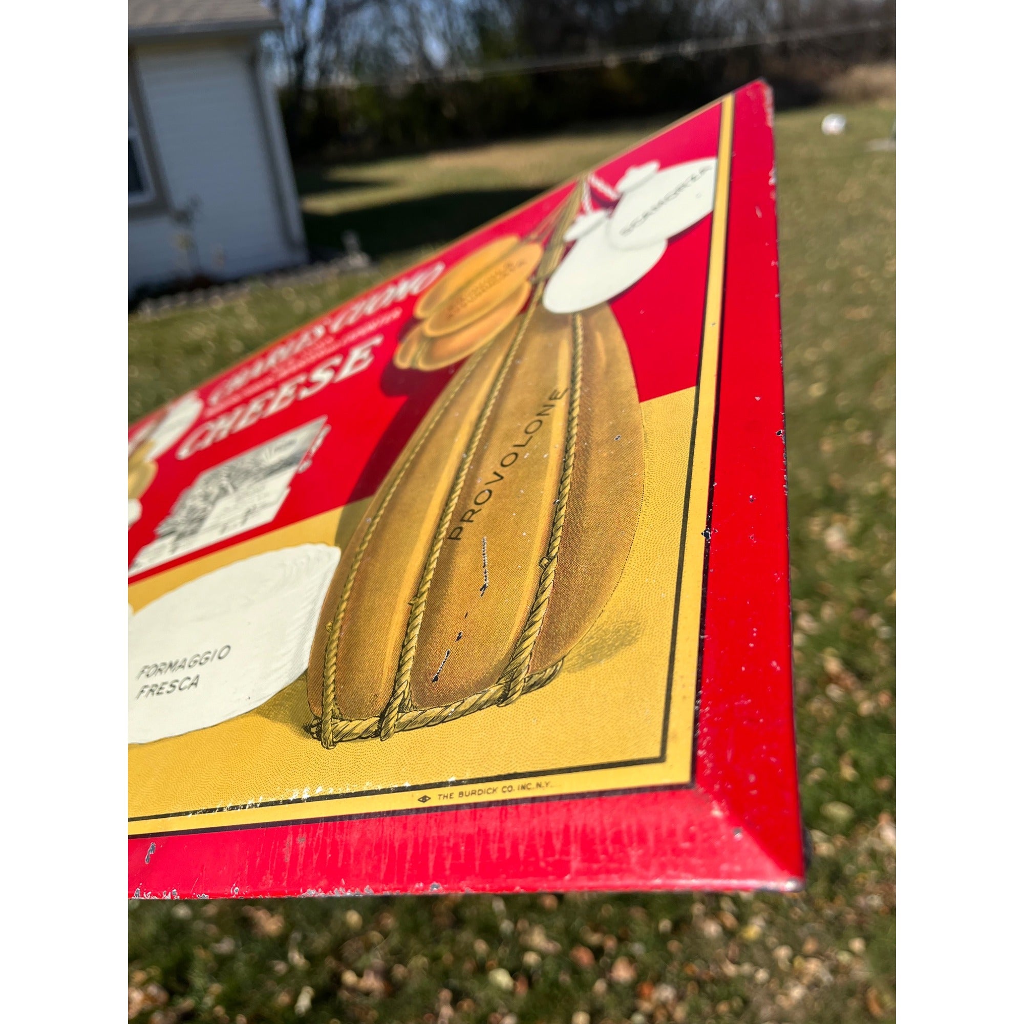 RARE Vintage Early 1900s Charles Cuomo Cheese New York TOC Advertising Sign