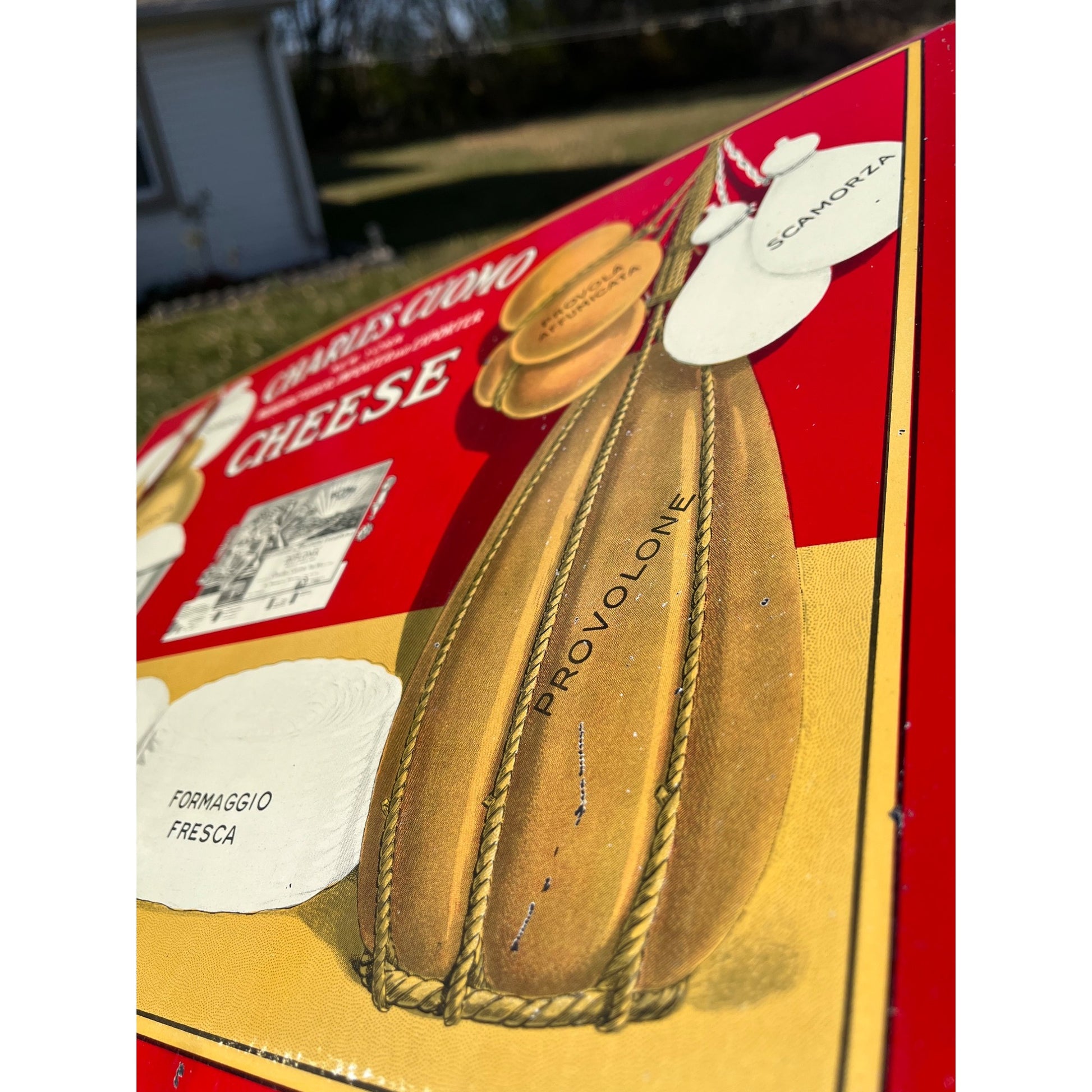 RARE Vintage Early 1900s Charles Cuomo Cheese New York TOC Advertising Sign