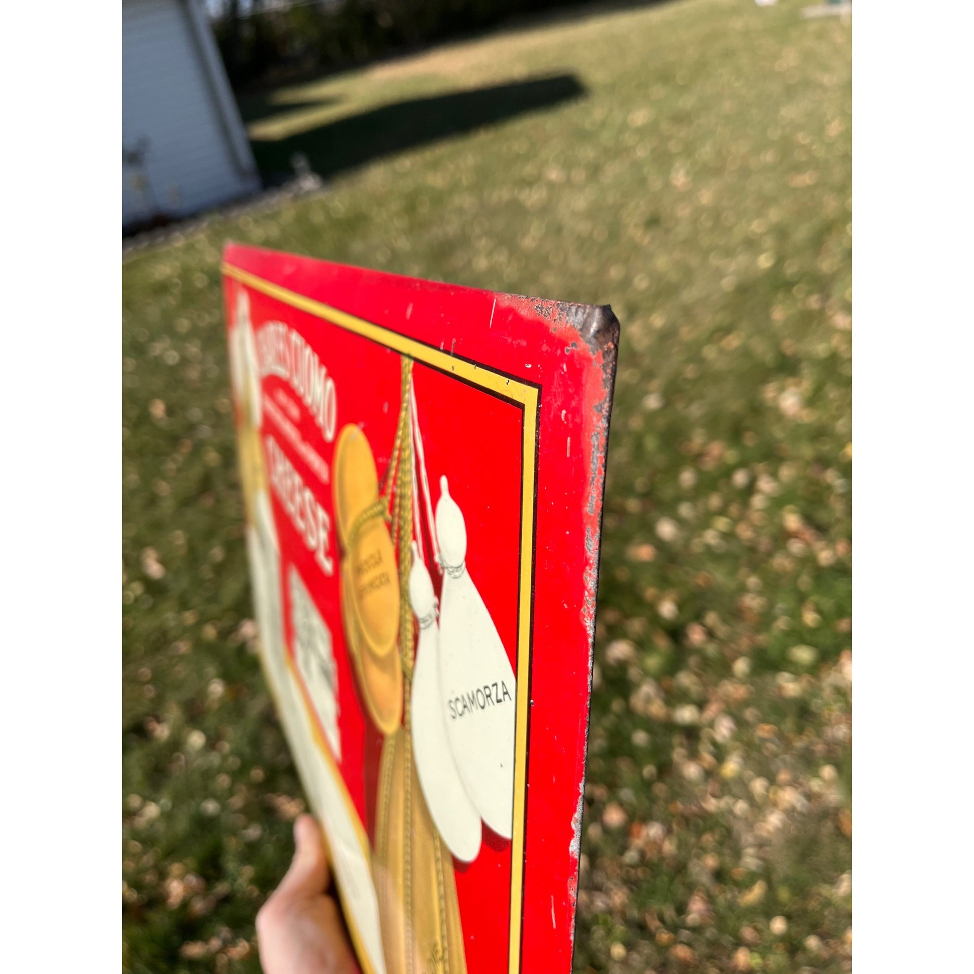 RARE Vintage Early 1900s Charles Cuomo Cheese New York TOC Advertising Sign