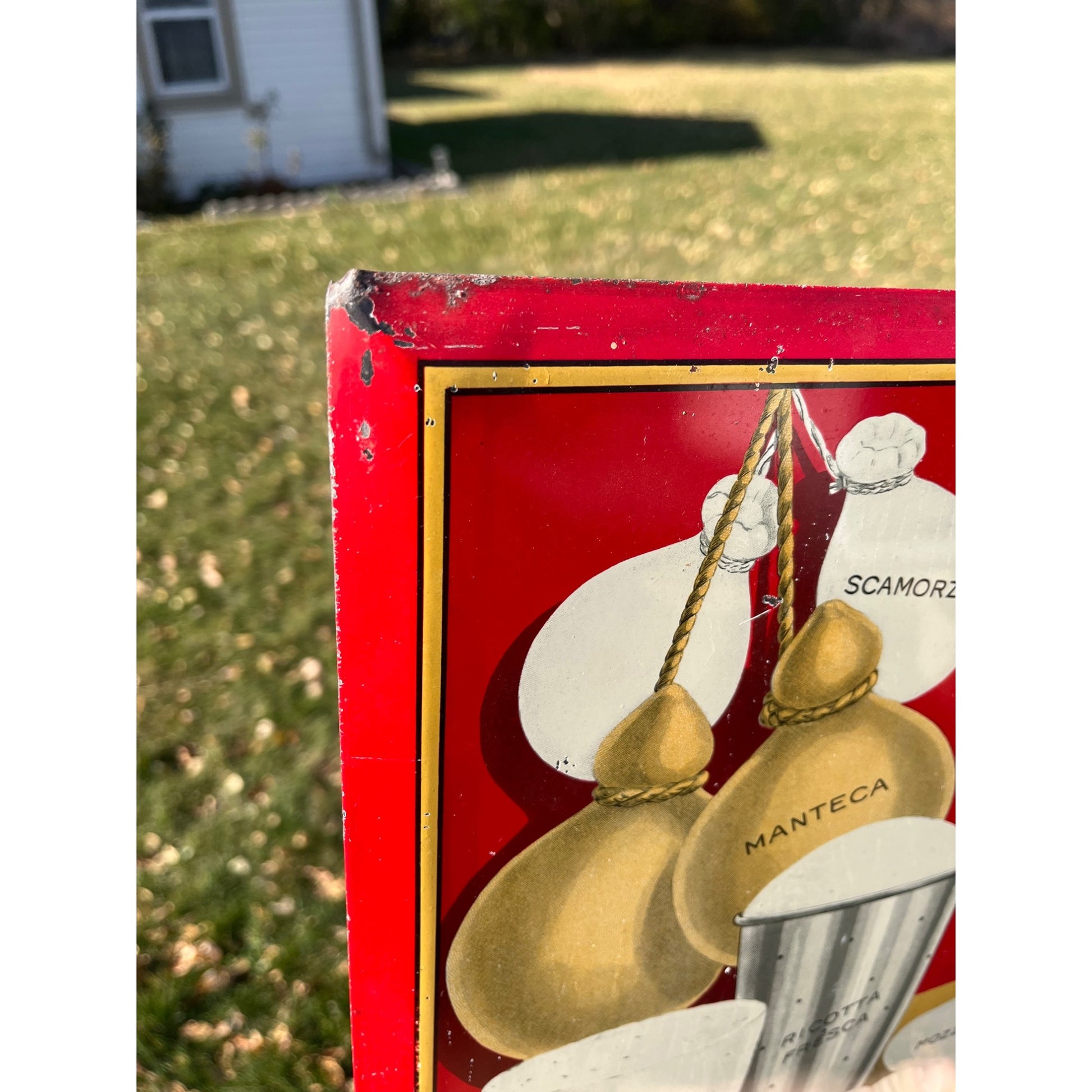 RARE Vintage Early 1900s Charles Cuomo Cheese New York TOC Advertising Sign