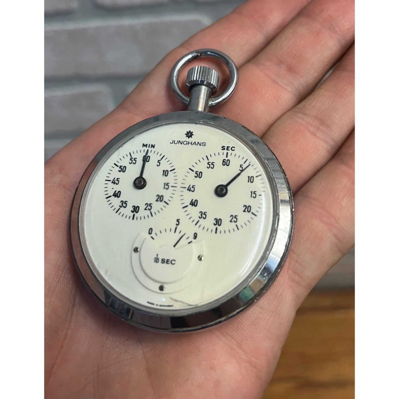 Vintage Junghans German Mechanical Pocket Stop Watch Timer - Works