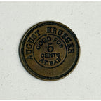 RARE 1900s August Krueger Bar Tavern Trade Token Brass Dodge County Wisconsin WI