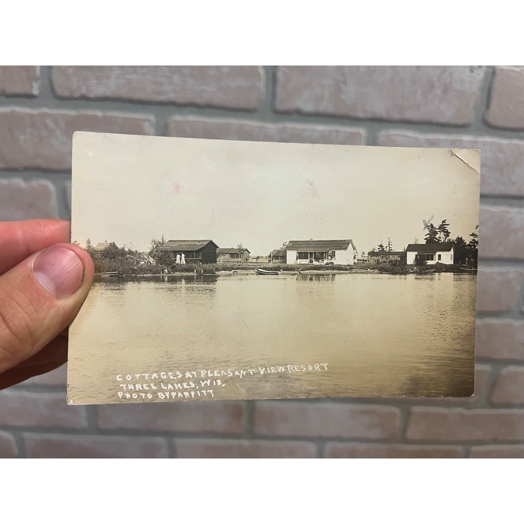Three Lakes Wisconsin Pleasant View Resorts Wis WI RPPC Postcard Cottages