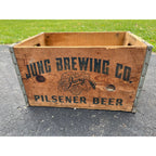 Vintage Jung Brewing Co. Random Lake WI Wooden Beer Crate Bottle Case