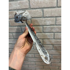 Antique Primitive Grey Spatter/Swirl Graniteware Ladle/ Farmhouse Decor, Gray