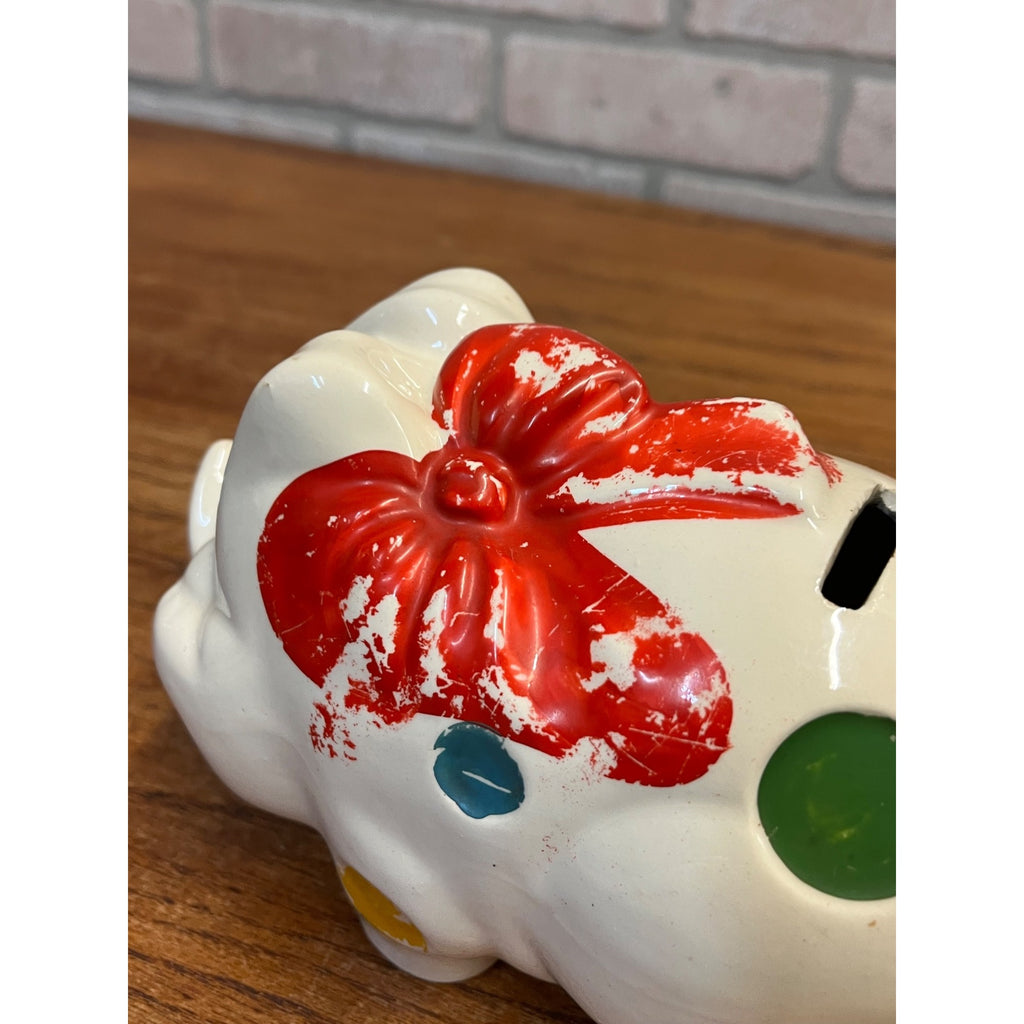 Vintage Shawnee Painted Ceramic Piggy Bank Mid-Century MCM Polka Dots