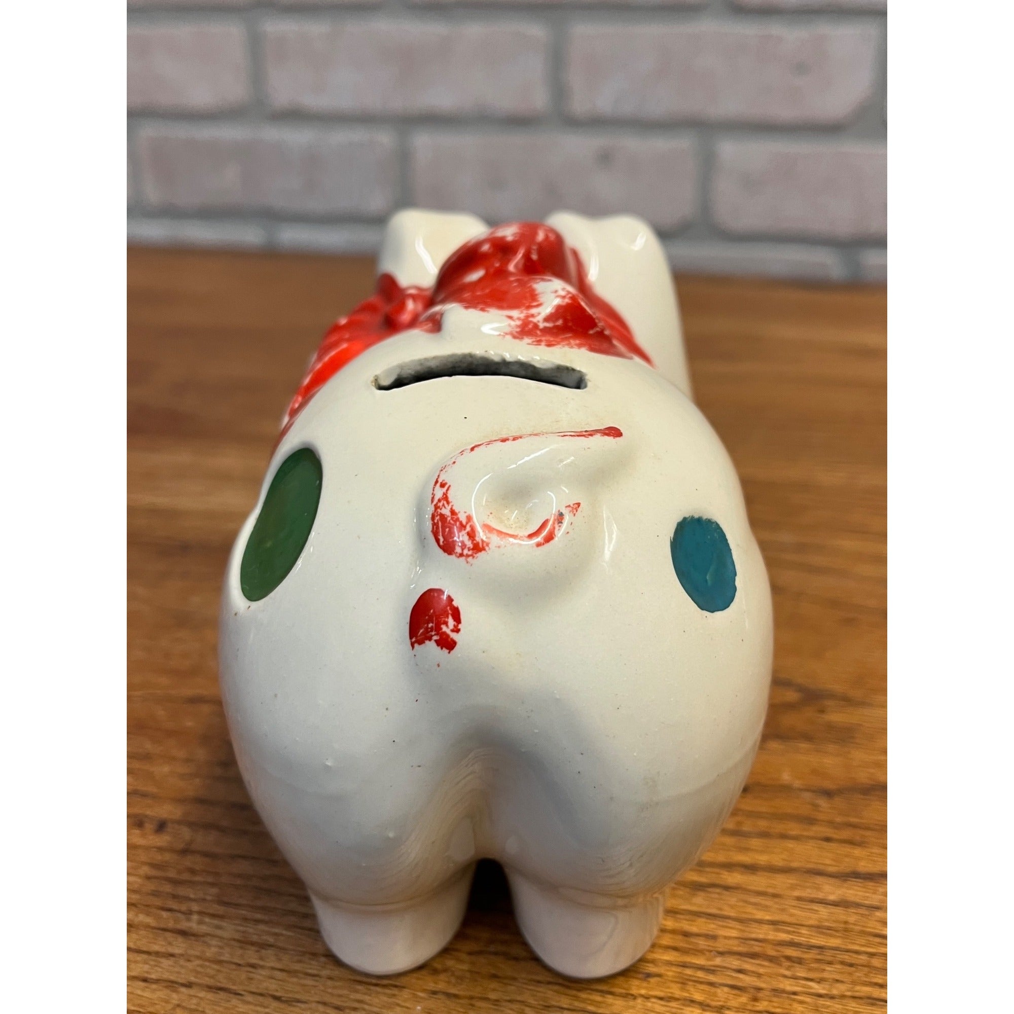 Vintage Shawnee Painted Ceramic Piggy Bank Mid-Century MCM Polka Dots