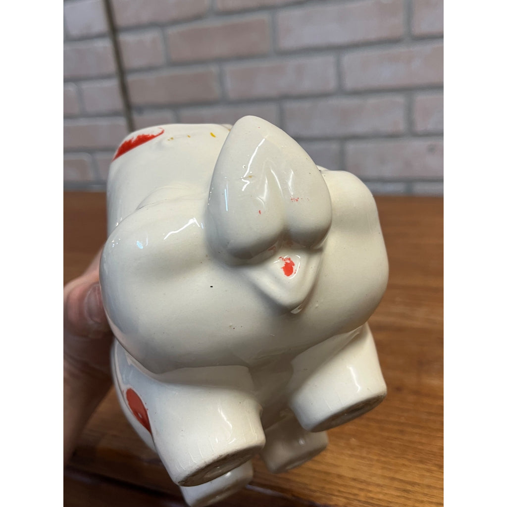 Vintage Shawnee Painted Ceramic Piggy Bank Mid-Century MCM Polka Dots