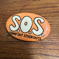 Vintage 1950s S.O.S. Stamp Out Stockouts Progressive Grocer Magazine Pin Button Pinback