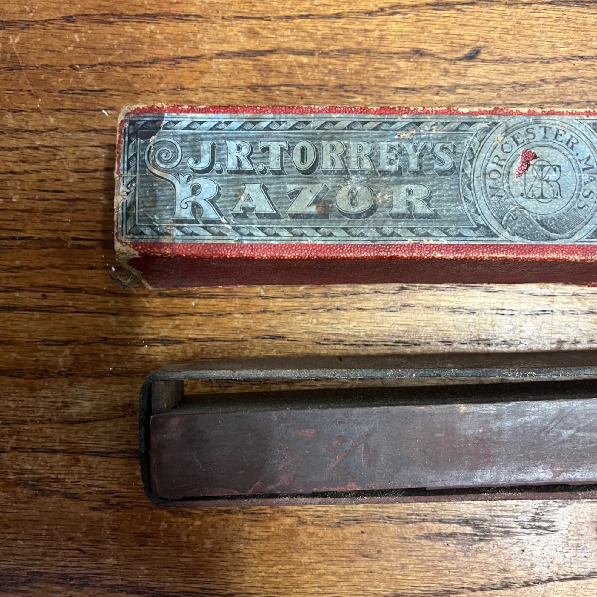 Vintage 1900s J.R. TORREY'S Razor Hone and strop Combination with Sleeve/ Box