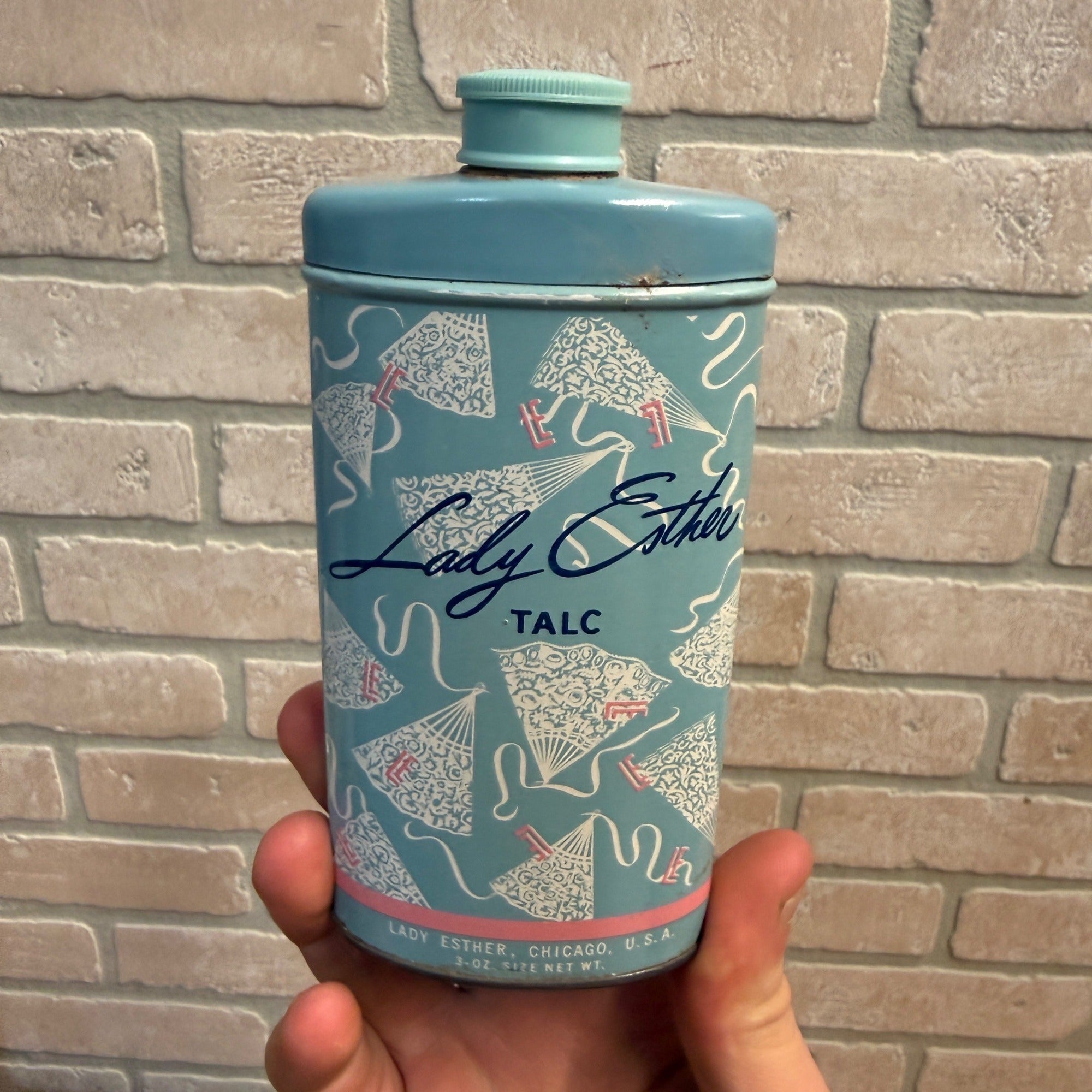 Vintage Lady Esther Talc Powder Advertising Tin Can Chicago