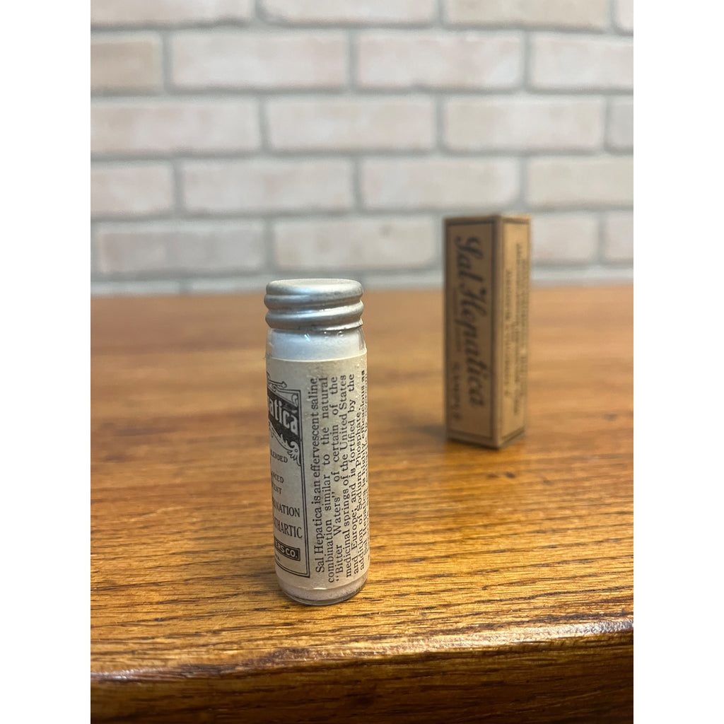 Vintage NOS 1930s Sal Hepatica Sample Glass Medicine Bottle & Box Laxative