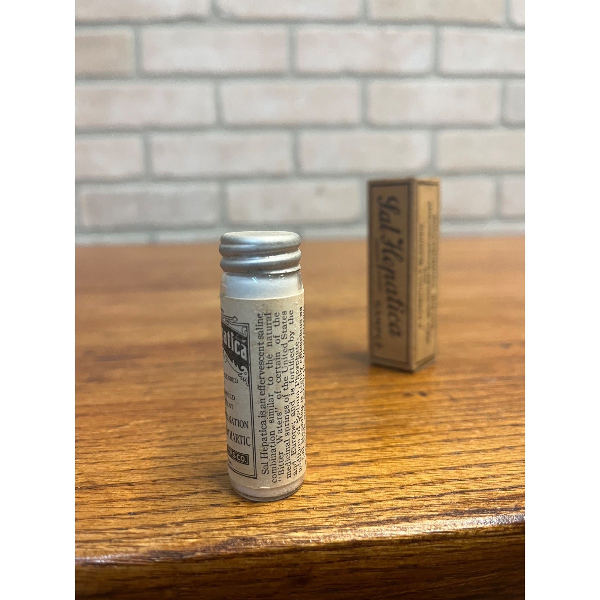 Vintage NOS 1930s Sal Hepatica Sample Glass Medicine Bottle & Box Laxative